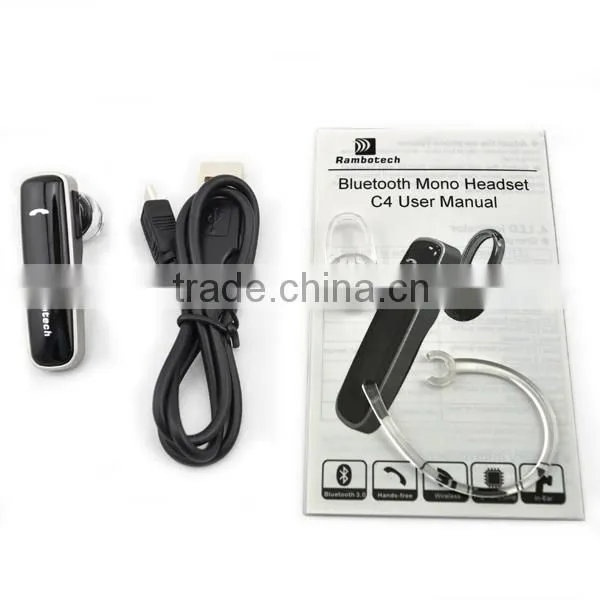 New wireless bluetooth single ear headset with micro USB charge port cheap price
