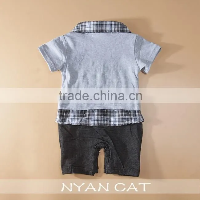 2016 New Arrival Baby Boy Kids Clothes Handsome Boy Jumpsuit Boy Lapel Rompers