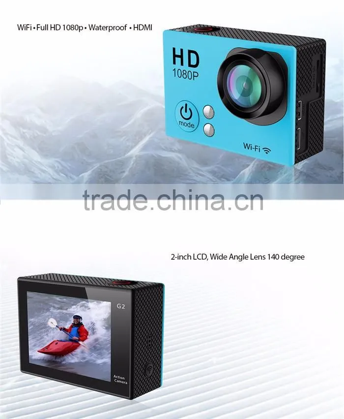G2 2016 hot selling waterproof action cameras with wifi Professional Sports Camera