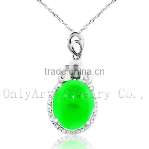 High quality special design jade inlaid sterling silver pendant
