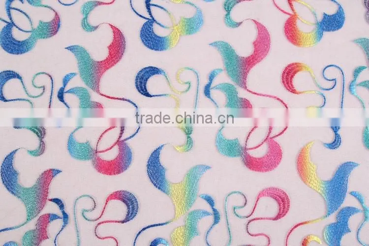 Nylon polyester cheap border printing dress lace tulle fabric