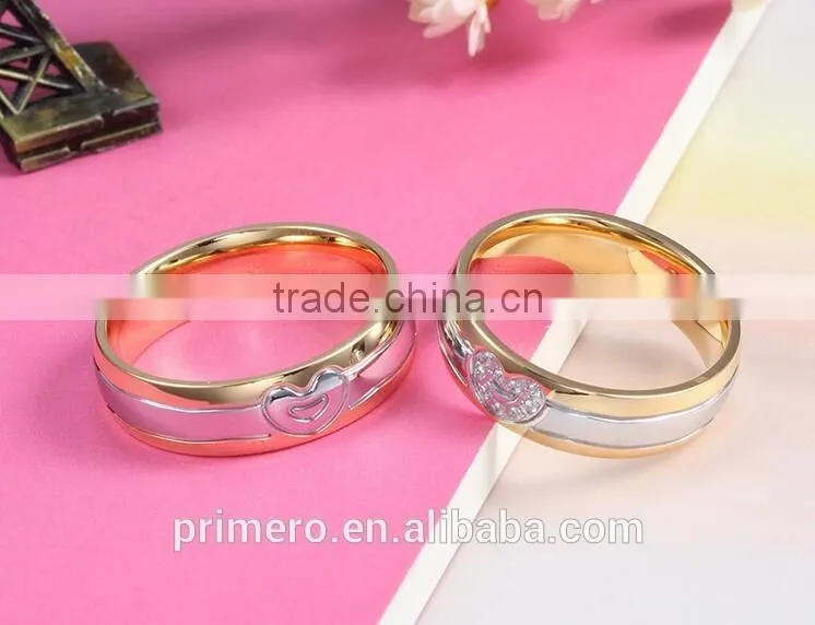 New CZ cubic zirconia couple wedding rings 18k gold men and women jewelry