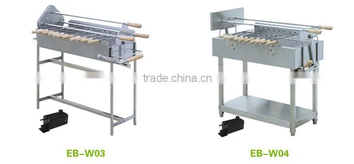 (Australia Style) Stainless Steel Outdoor Charcoal BBQ's Grill Trolley Rotisserie Spit With Variable Speed Motor 220V/110V