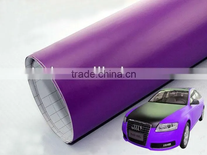 Matt vinyl sticker with air free bubbles 1.52*30m, matt purple wrap film