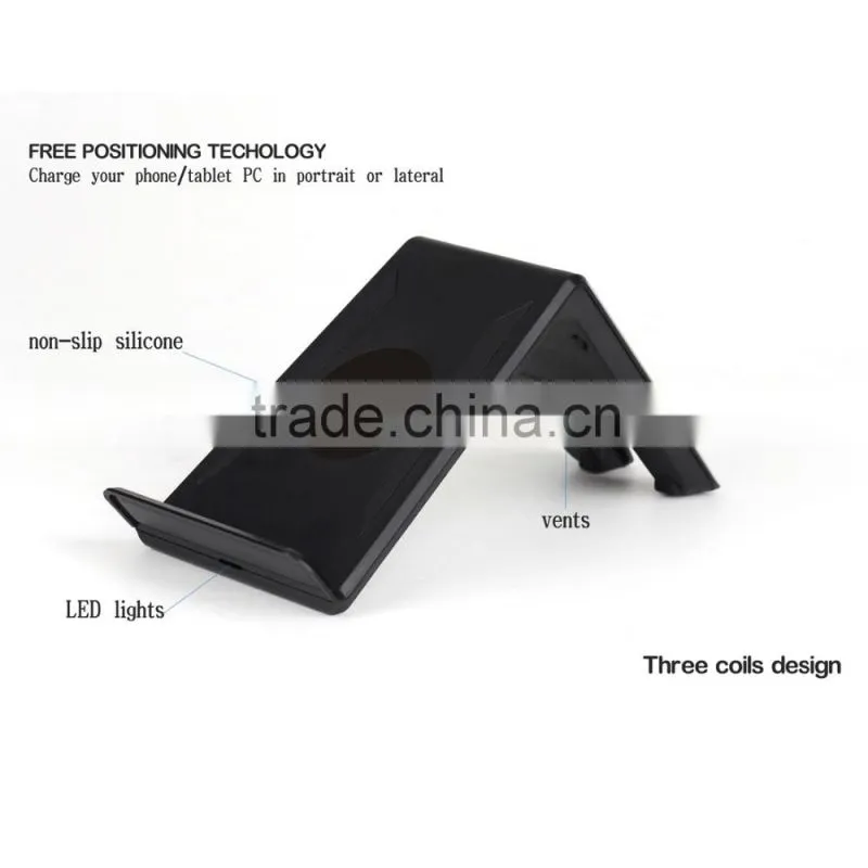 3 coils wireless charger holder for pad and smart phone with wireless receiver