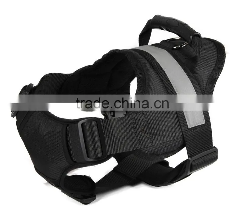 Durable pet harness with reflective band black dog harness