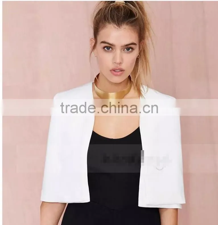 2015 spring and summer new European style big creamy white shawl waistcoat jacket small wild cotton shawl coats and jackets woma