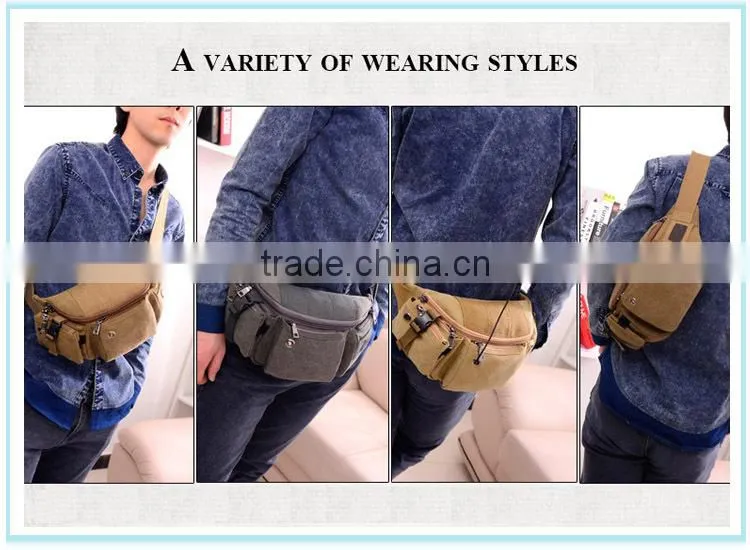 from alibab China factory vintage round canvas bag elegant waist bag