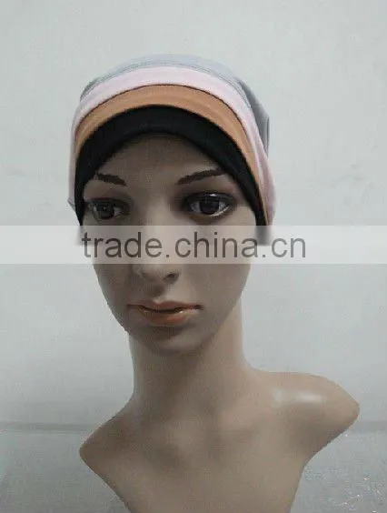 C004 new muslim underscarf with 3 lines,cotton underscarf and hats