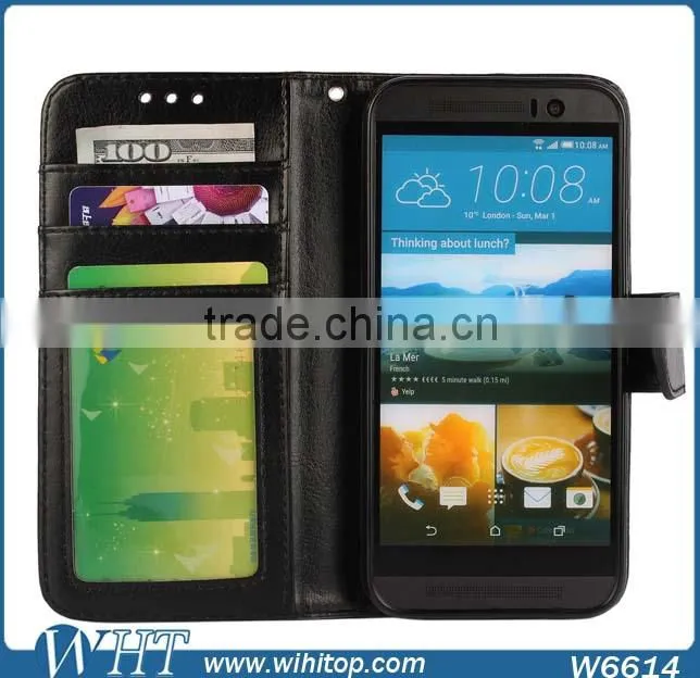 New Phone Case 2015 Hot Sale for HTC One M9 Wallet Case PU Leather Flip Cover