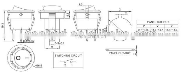 Single pole round 2 pin rocker switch
