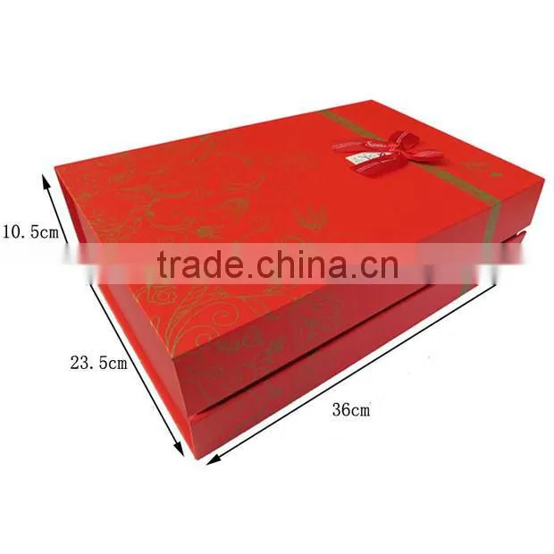 Fashion red hot stamping customized wine box paper gift box wholesaler