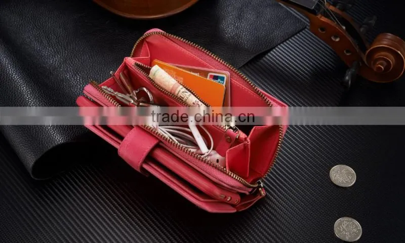 Alibaba Best Selling Multifunction Leather Case Cover Zipper Wallet case with mirror For iPhone 6/6S Plus