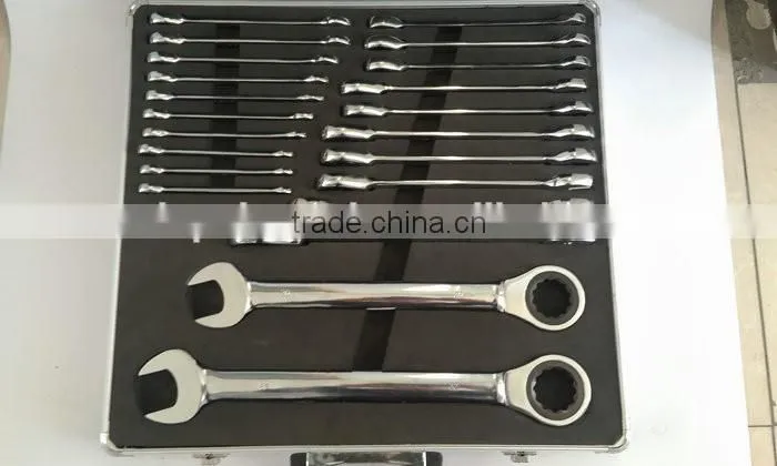 22 Pcs Aluminium Case Combination Ratchet Wrench Tool Set