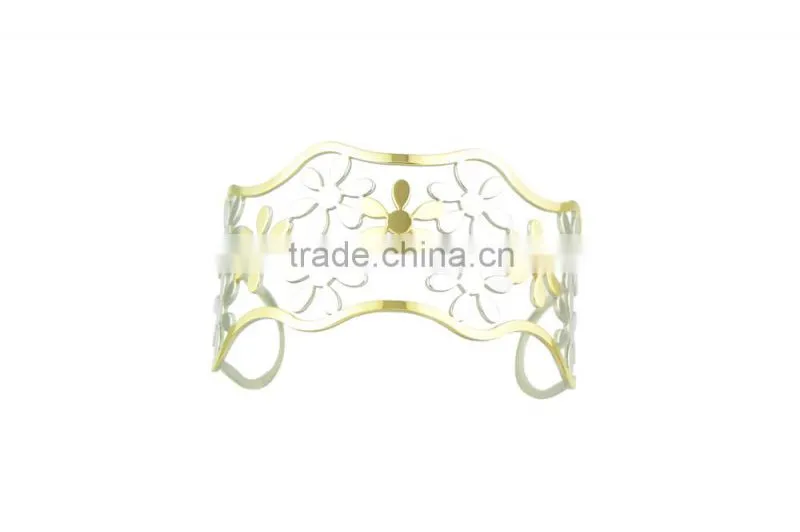 Women's Charm Stainless Steel Bangle Gold Plating Follower Hollow Out 316L Cuff Bangle