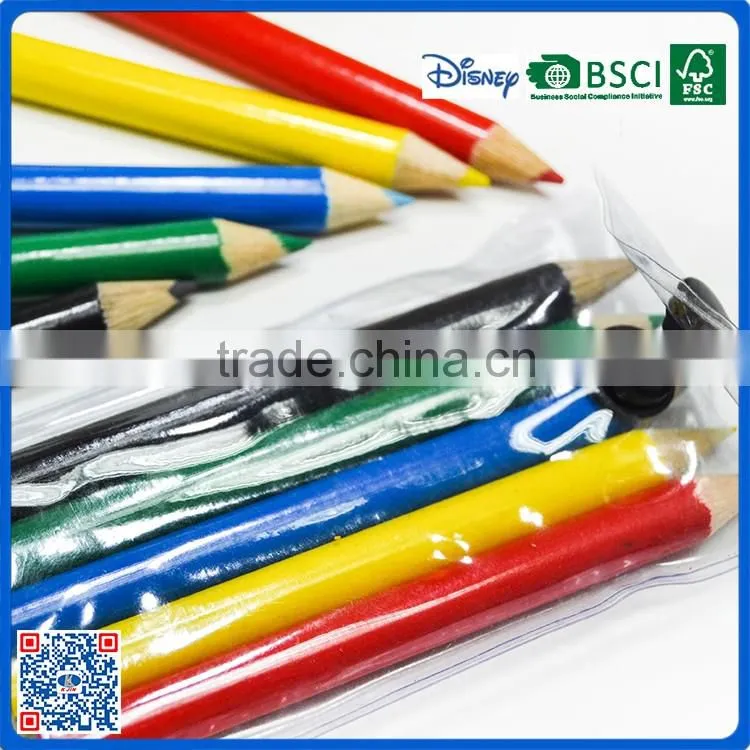 Customer disign 3.5 inch kids small 5pcs mini color pencil set packed in pvc bag