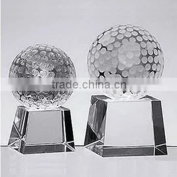 Wholesale New Design unique Crystal glass Golf Trophy for sports souvenir