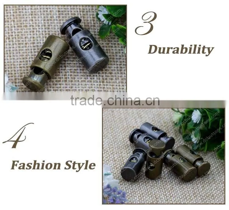 Factory supply plastic cord stopper with metal spring for garment