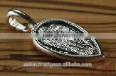Silver 925 Russian Orthodox Icon Pendant. Burnished Silver