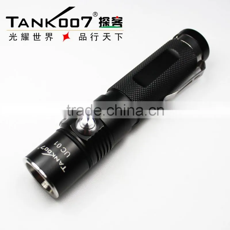 TANK007 usb rechargeable flashlight police torch light led torch lamp