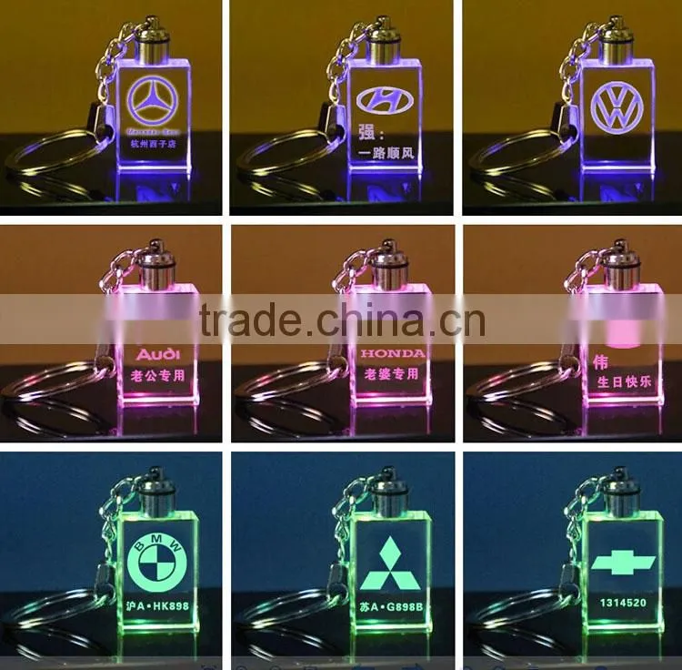 compact LED 3d laser rose flower crystal key holder