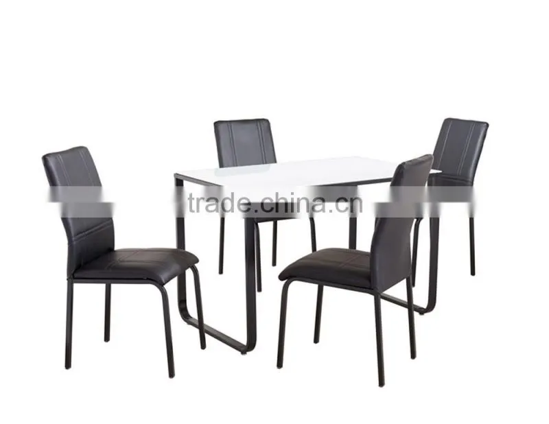 Dining room set black painting glass dining table with leather chair