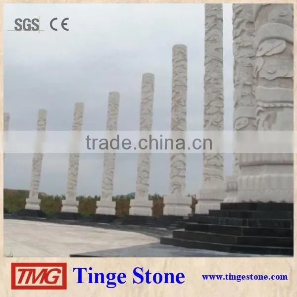 White marble lady statue column for exterior gazebo decoration
