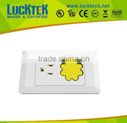 American power Socket outlet with LED night lamp,wall socket,wall mount power