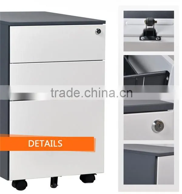 35kg load of each drawer 3 drawer metal mobile pedestal