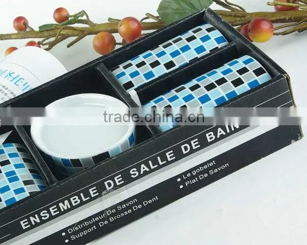 mosaic design oval ceramic bathroom accessory set