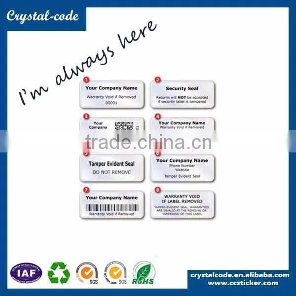 Self adhesive anti-fake security tag sticker labels