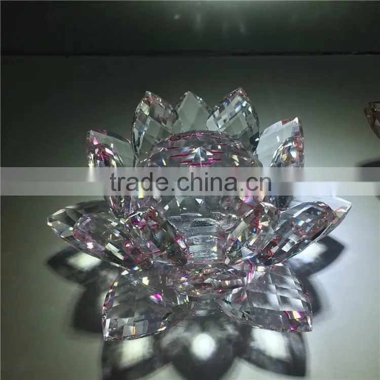 Beautiful Artificial Lotus Flower Crystal Glass Ornaments