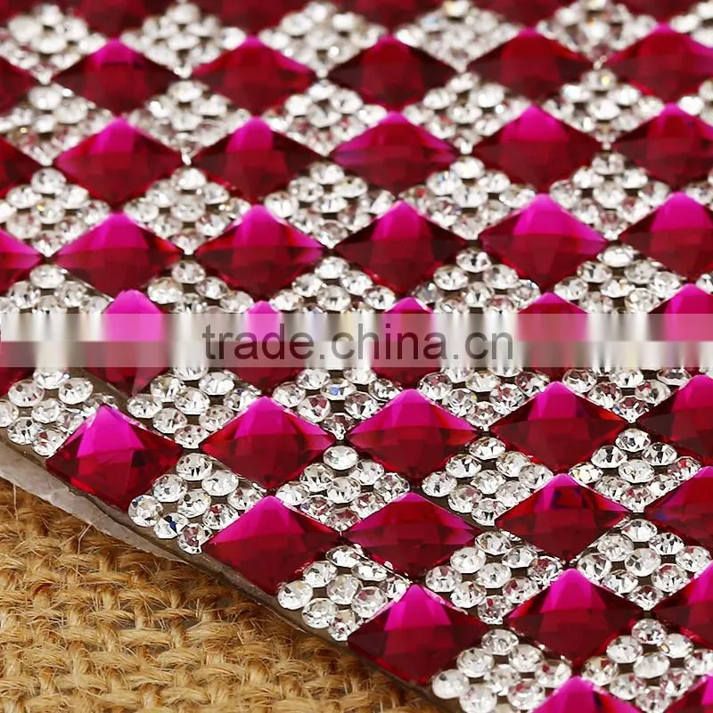 Bling Bling 24x40cm Decorative Shaped Rhinestone Mesh , Fancy Rhinestone Sheet For DIY cut