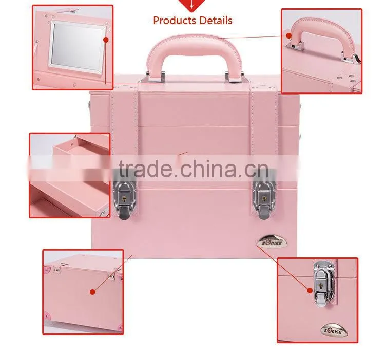 Gift Cute and Fancy Pink 4 Tier Waterproof Travel Toiletry Makeup Cosmetic Case Bag