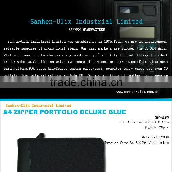 PORTFOLIO WITH ZIPPER CLOSURE INCLUDING NOTE BLOCK 1200D POLYESTER.