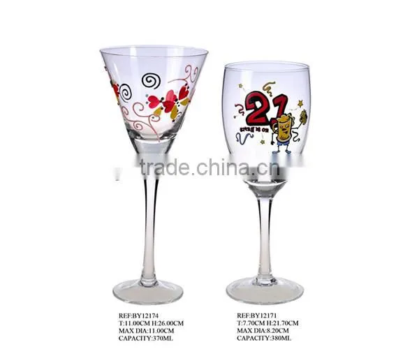 Hand painted wine glass