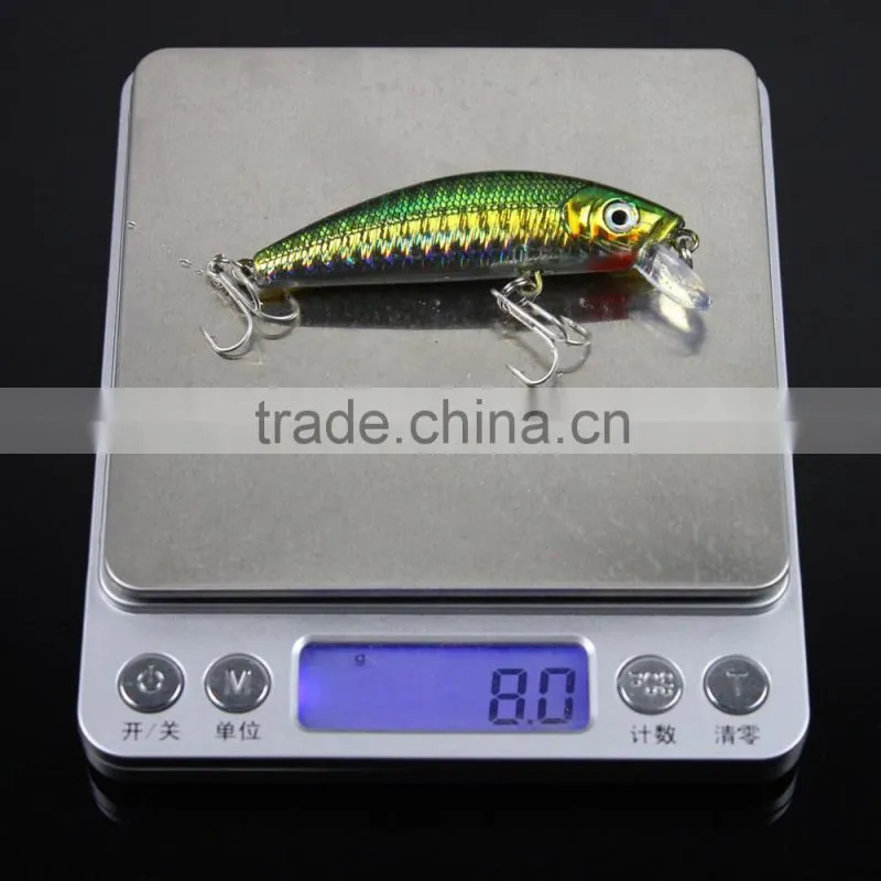 5pcs 8g / 7cm Luminous Minnow Fishing Hard Lures Crankbait Treble Hooks Set with Box