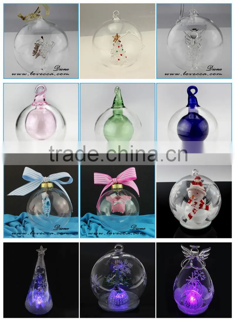 Pink and blue christmas Ornaments 2.75 Inches glass terrarium, Resin diamond and shoes glass ball