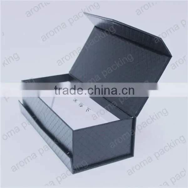 high quality black cardboard box, folded black gift box with magnet inside