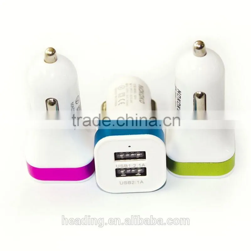 Factory wholesale 12V 2A/1A car charger both for Iphone and Andorid phone