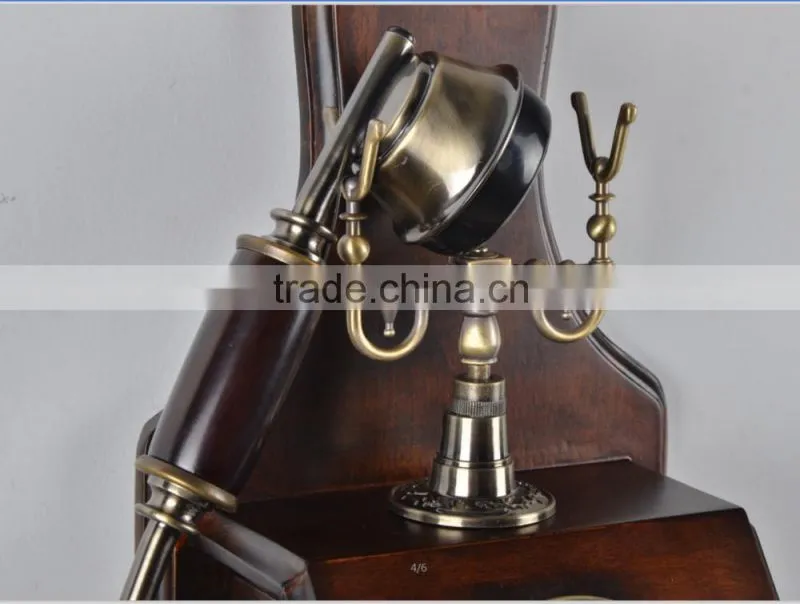 Antique Wooden Phone Home Decorative Wall Mounted Telephone Corded
