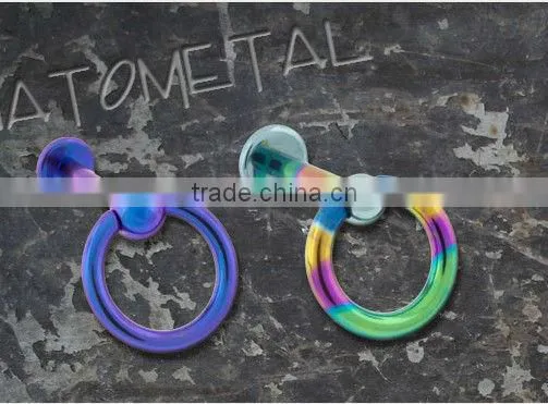 Titanium flatback labret with slave ball lip ring body piercing jewelry