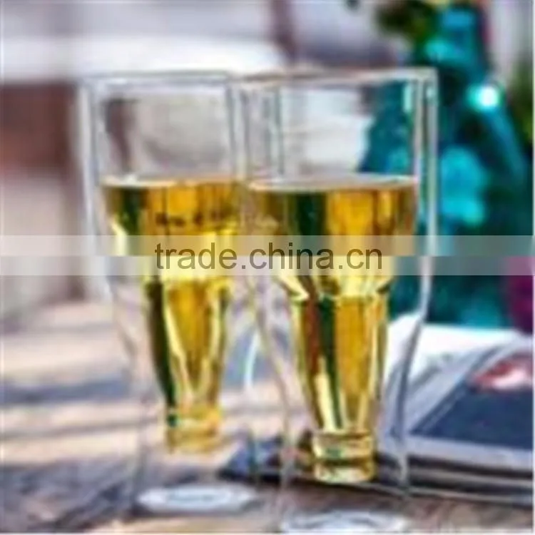 FDA certificated & hand-made 350ml borosilicate double wall glass beer cup