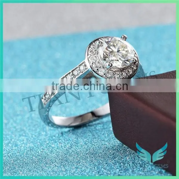 1Carat Round Cut Moissanite Diamond Wedding Ring 925 Sliver Finger Ring