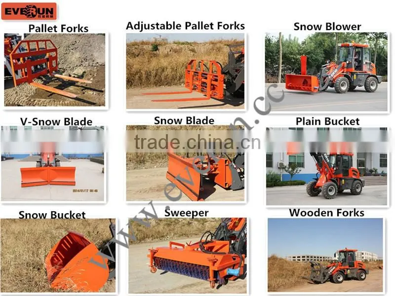 Everun ER08 hydraulic driving small wheel loader zl08 CE certificated with standard bucket