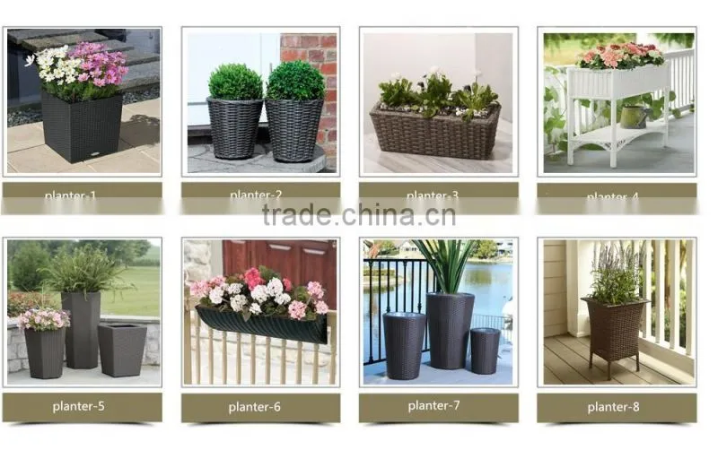 wholesale resin rattan woven large garden decor stackable planter