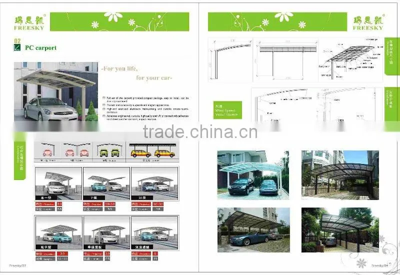 Aluminum outdoor used villa carport, cheap mental carport