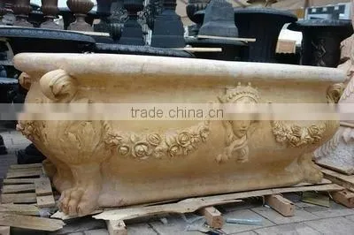 Yellow Marble Freestanding Bathroom Tub