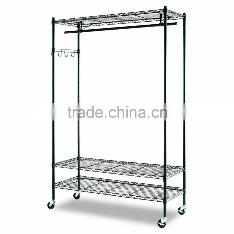 Vivinature Metal wire garment cloth drying rack, storage shelf with wheels