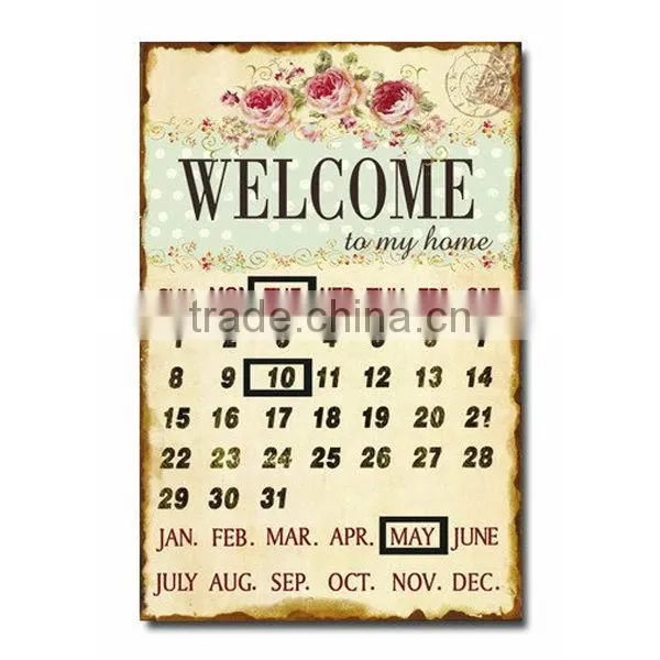 Decorative Vintage Metal Sign Antique Metal Plaque Calendar Metal Wall Plaque